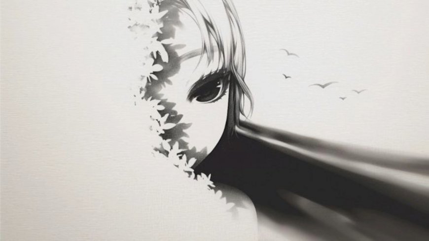 少女动漫侧脸艺术插画电脑壁纸