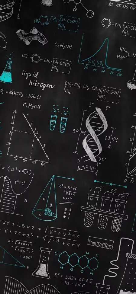 科学黑板手绘化学公式DNA结构实验器材手机壁纸