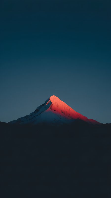 雪山日出红光映照极简风景手机壁纸