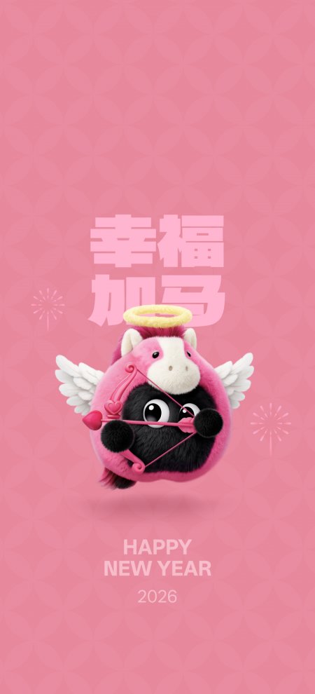 幸福加马2026新年天使小马持弓手机壁纸