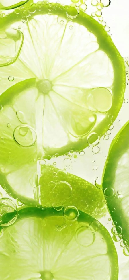 青柠切片气泡水清新绿色系手机壁纸