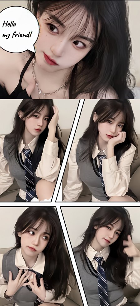 JK制服少女多姿态漫画分镜手机壁纸