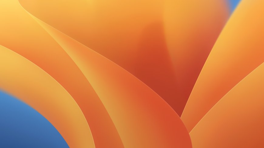 macos Ventura橙蓝渐变流线抽象桌面背景创意电脑壁纸