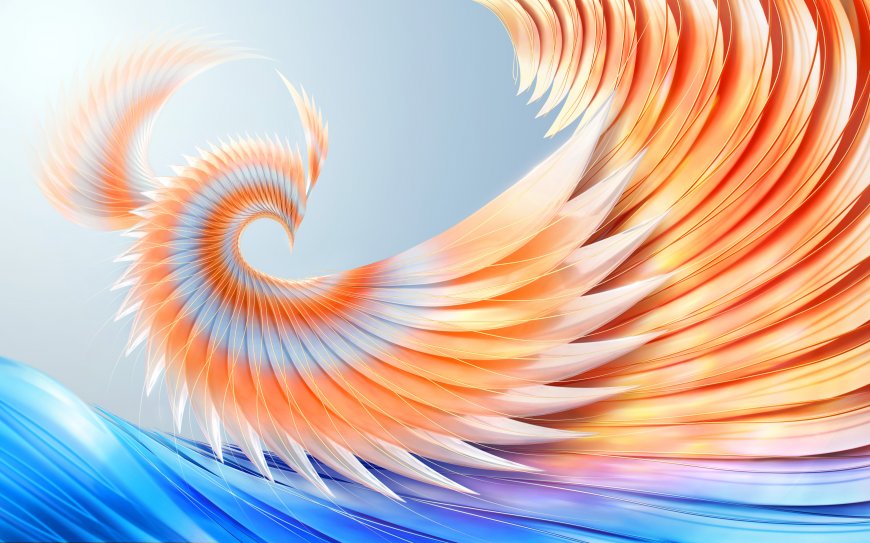 橙蓝渐变抽象凤凰羽毛艺术设计创意电脑壁纸