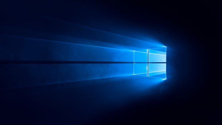 Windows经典蓝色光窗黑暗背景科技光影操作系统主题科技电脑壁纸