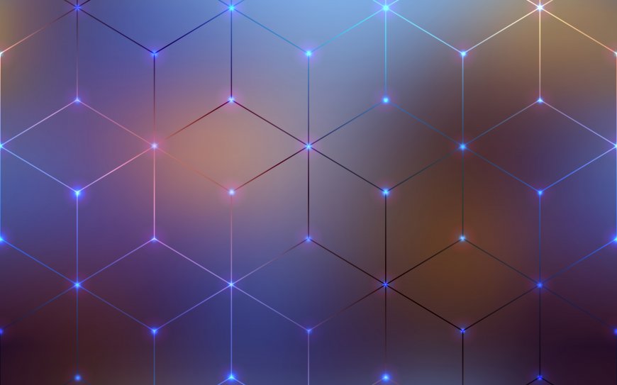 科技感蓝紫渐变网格光点几何图案科技电脑壁纸