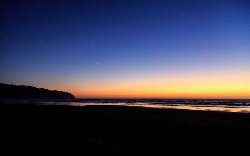 日落剪影海滩天空海景风景电脑壁纸