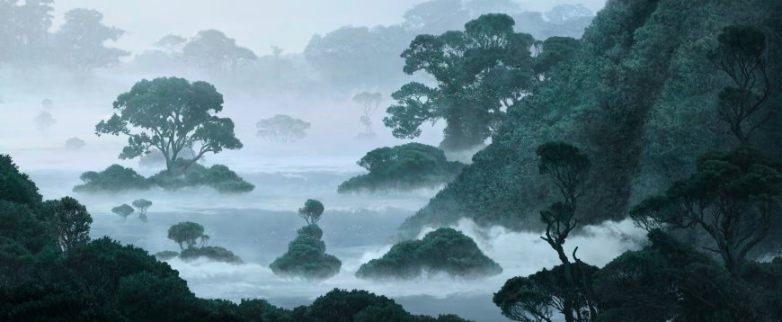 云雾缭绕森林山谷仙境景观电脑壁纸