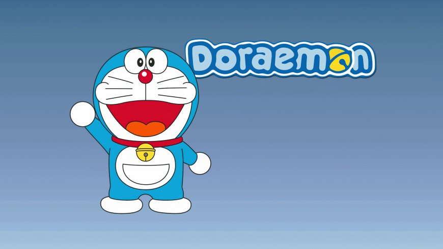 哆啦A梦蓝色机器猫微笑挥手卡通形象动漫电脑壁纸