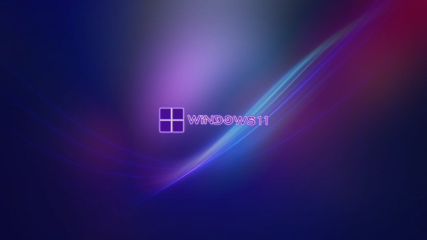 Windows11紫色霓虹标志流光线条背景电脑壁纸
