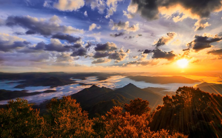 壮丽日出云海山峦风光风景电脑壁纸