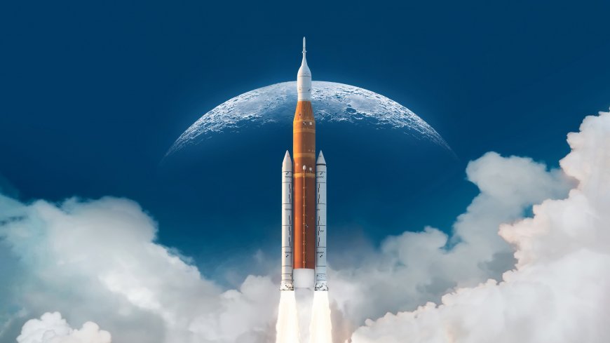 阿波罗土星五号火箭升空月球背景电脑壁纸