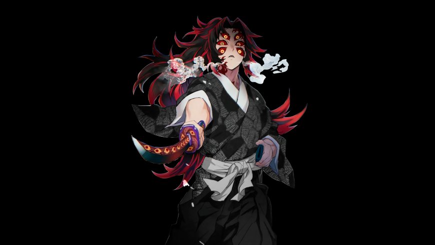 鬼灭之刃黑死牟六眼觉醒持刀战斗姿态动漫电脑壁纸