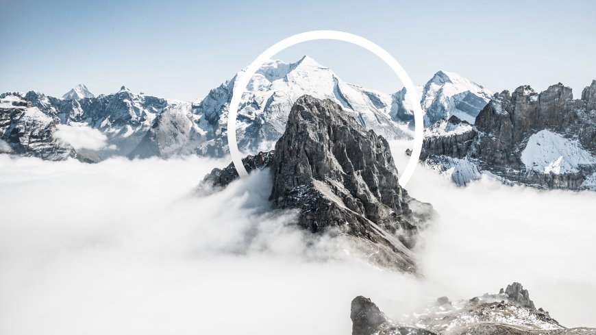 雪山云海环形光圈奇幻景观风景电脑壁纸