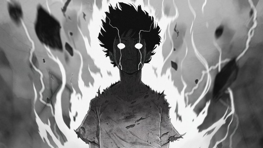 灵能百分百影山茂夫超能力爆发黑白艺术创意电脑壁纸