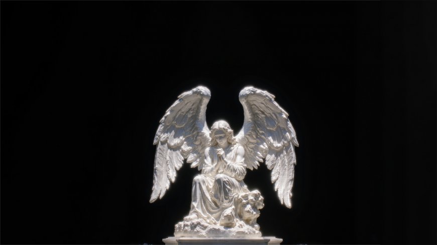 白色天使雕像祈祷姿态神圣光影创意电脑壁纸