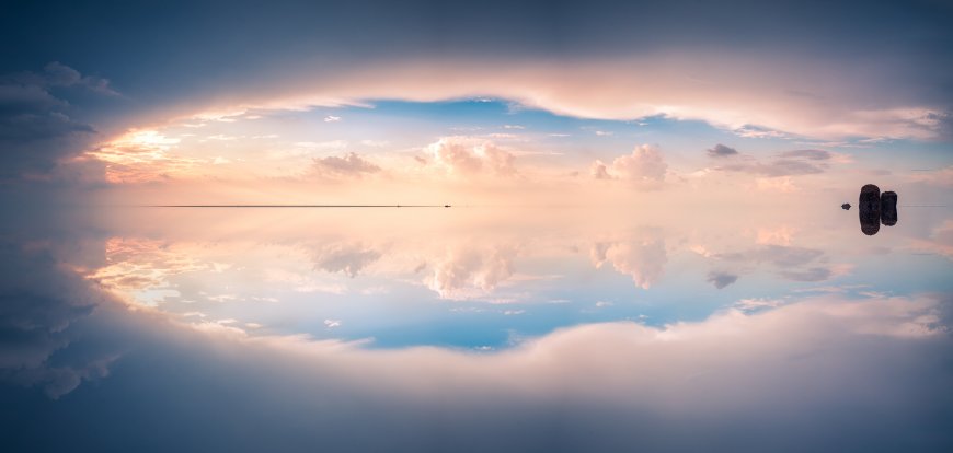 茶卡盐湖天空之镜日落云霞倒影风景电脑壁纸