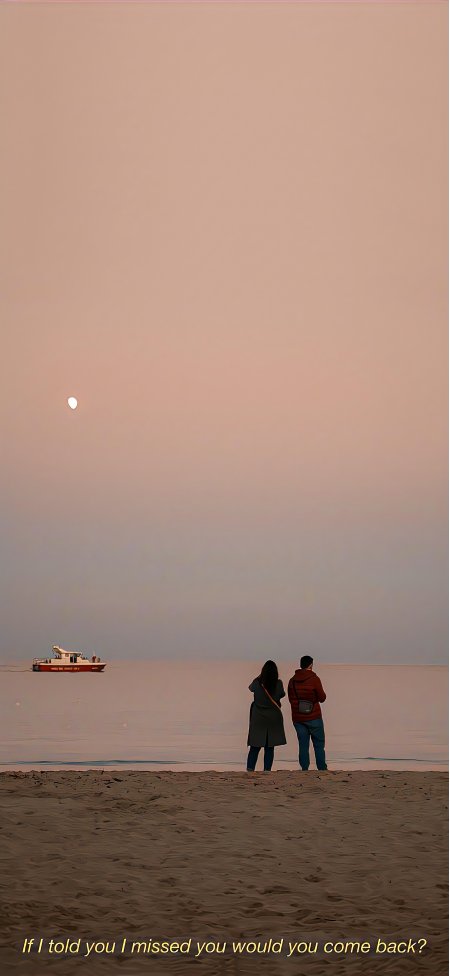 海边情侣背影夕阳剪影浪漫风景手机壁纸