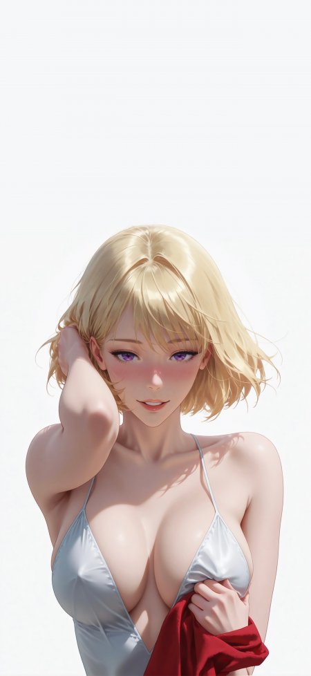 金发紫眸女性银色吊带性感插画人物手机壁纸