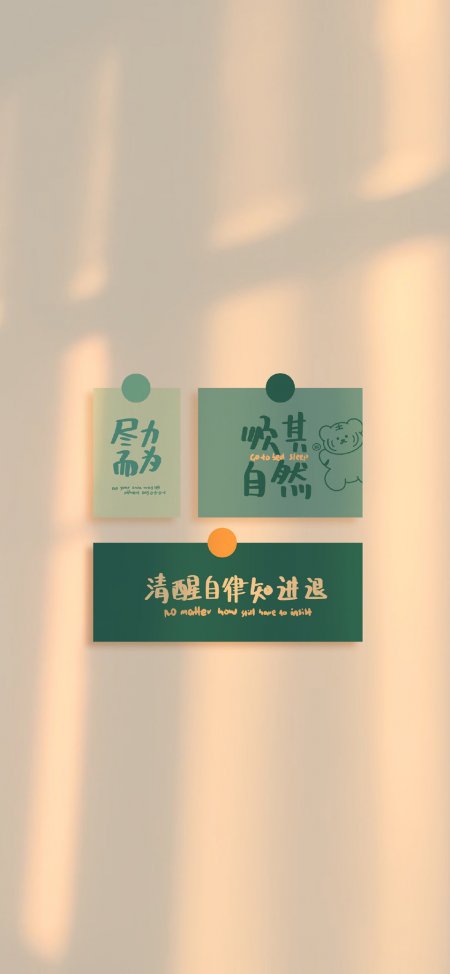 绿色便签尽力而为顺其自然励志文字创意手机壁纸