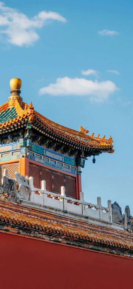 故宫角楼红墙黄瓦蓝天白云古建筑风景手机壁纸