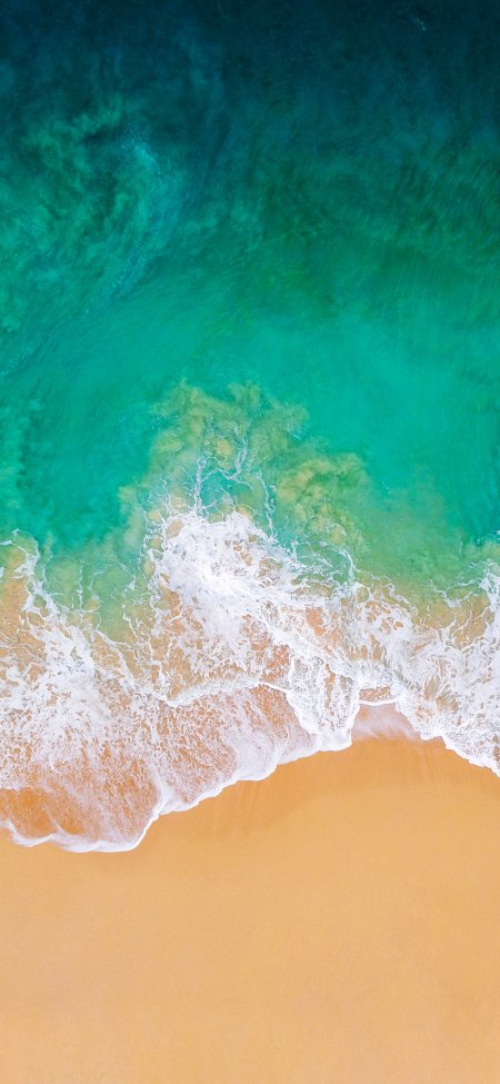 碧海金沙海浪翻滚俯瞰视角风景手机壁纸