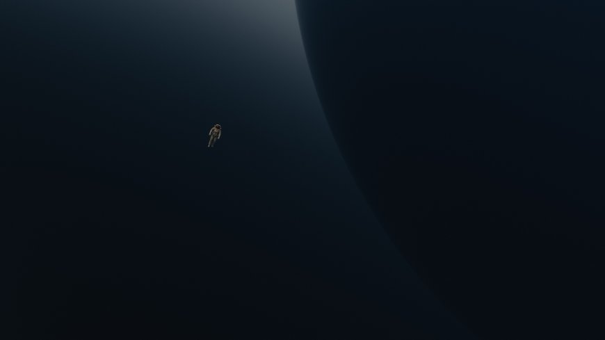 宇航员漂浮在深邃宇宙星球旁科幻电脑壁纸