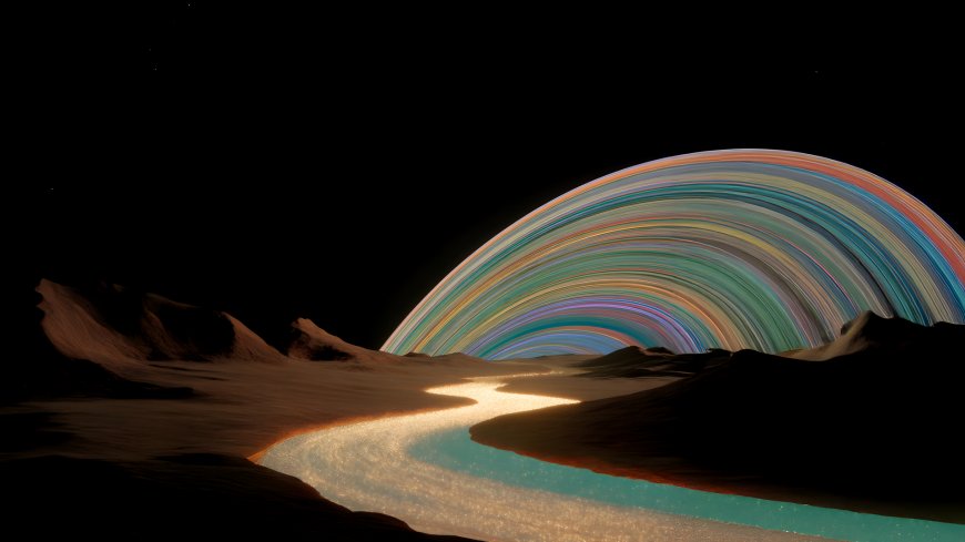 异星彩虹河流科幻场景奇幻风景电脑壁纸