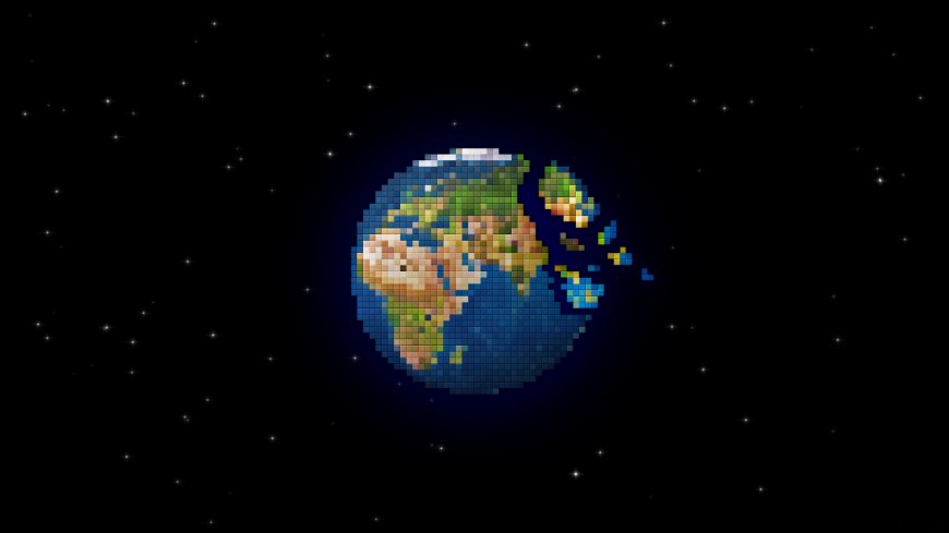 像素风地球星空背景简约创意电脑壁纸