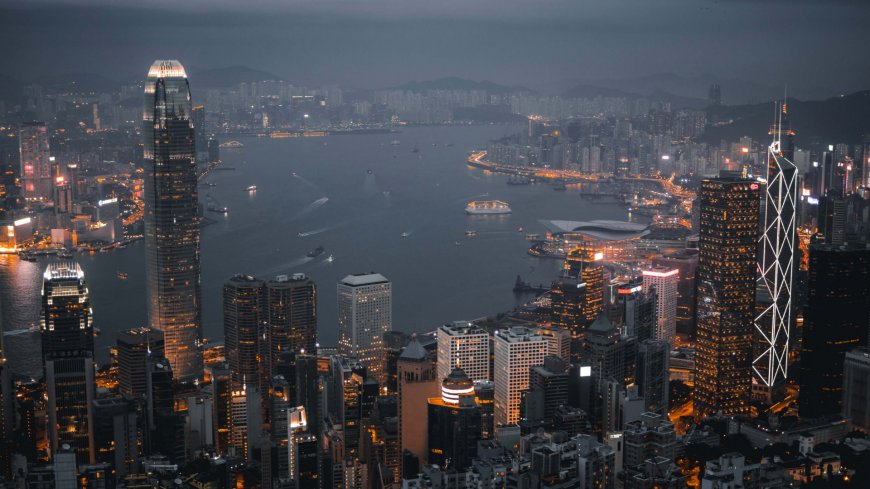 香港维多利亚港夜景摩天大楼灯火辉煌风景电脑壁纸