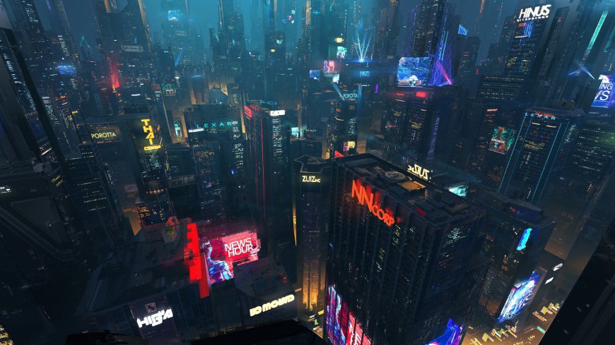 赛博朋克未来城市霓虹夜景科幻创意电脑壁纸