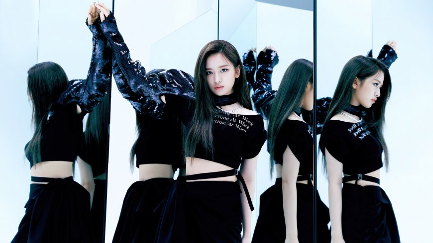 安宥真IVE组合镜面舞台黑色亮片装人物电脑壁纸