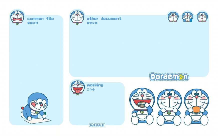 哆啦A梦分区桌面整理可爱角色创意电脑壁纸