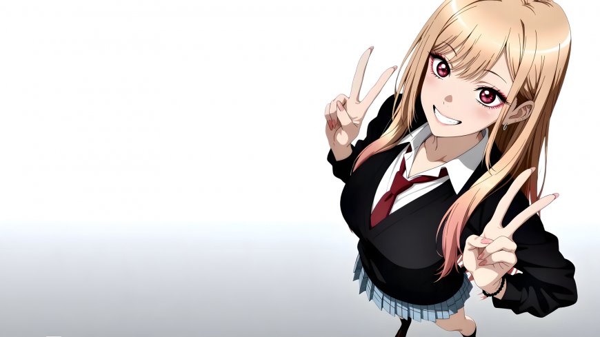 喜多川海梦校服比耶活泼表情动漫电脑壁纸