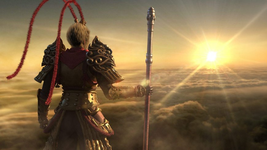 西游记孙悟空云海观日铠甲金箍棒游戏原画电脑壁纸