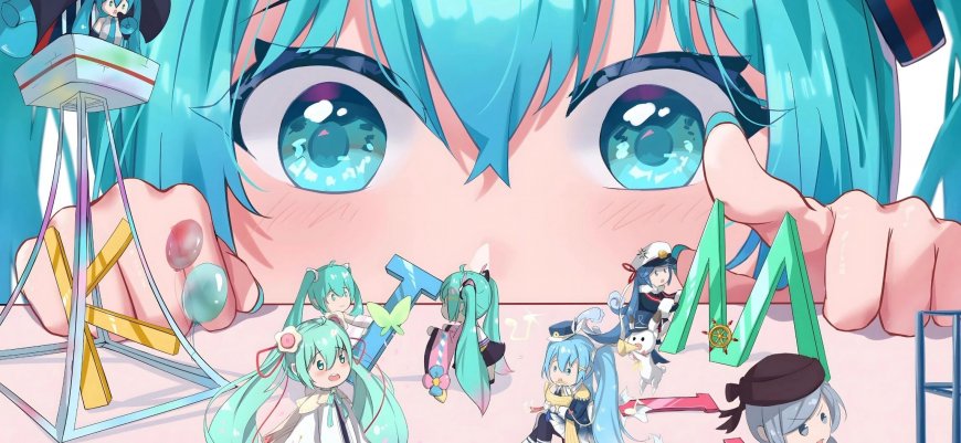 初音未来大眼睛Q版角色群像可爱动漫电脑壁纸