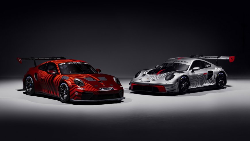 保时捷911赛车红银双色并列展示汽车电脑壁纸