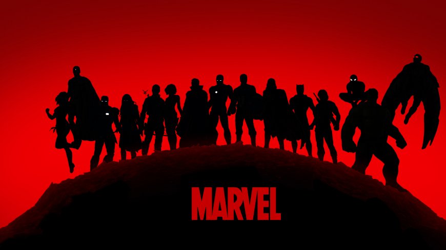 复仇者联盟英雄剪影红色背景漫威主题电脑壁纸