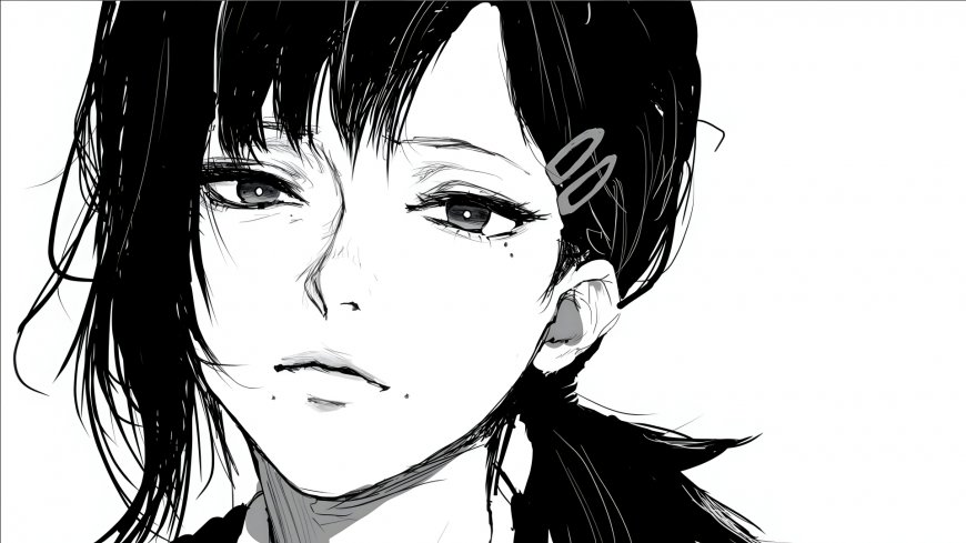 东山小红黑白漫画风格特写动漫电脑壁纸