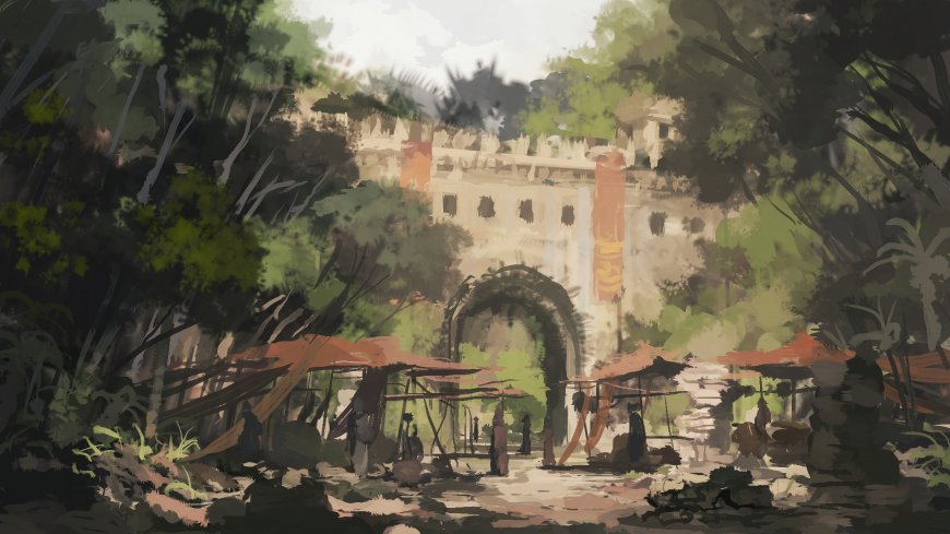 丛林废墟拱门遗迹神秘探险场景创意电脑壁纸