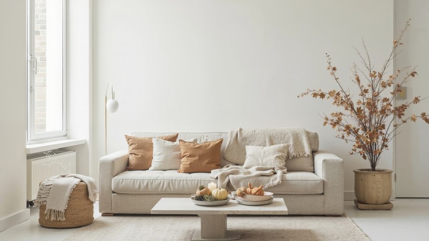 北欧风客厅沙发抱枕秋日装饰简约家居风景电脑壁纸