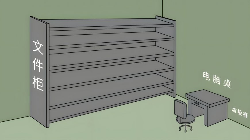 灰色文件柜电脑桌简约办公室布局创意电脑壁纸