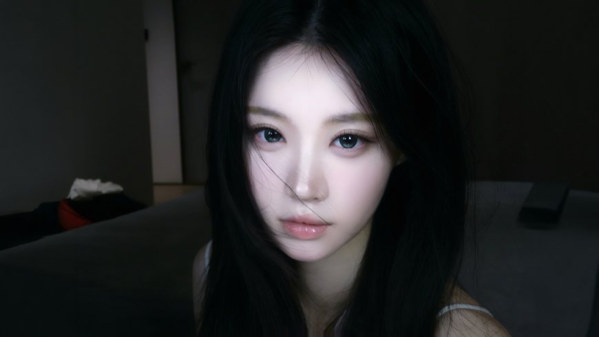 黑发亚洲少女清冷模样电脑壁纸