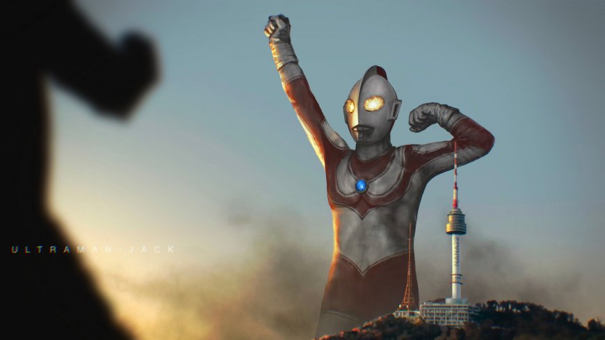 杰克奥特曼经典造型城市背景特摄英雄电脑壁纸