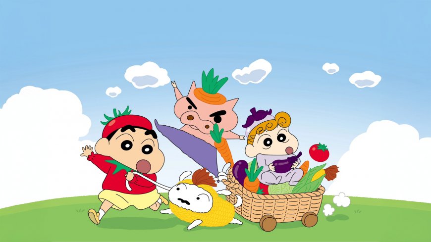 蜡笔小新春日部防卫队蔬菜装扮奔跑可爱动漫电脑壁纸