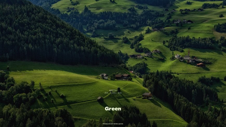 绿色山丘森林草地村庄阳光洒落风景电脑壁纸