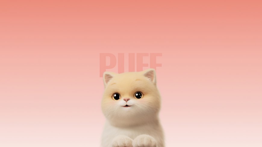 奶油色萌猫粉背景睁大眼睛可爱动物电脑壁纸