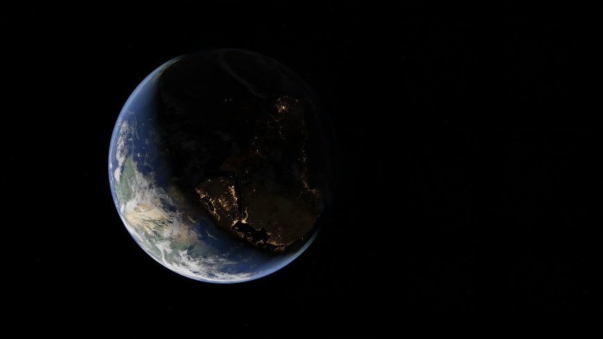 太空中地球昼夜交界线城市灯光璀璨风景电脑壁纸