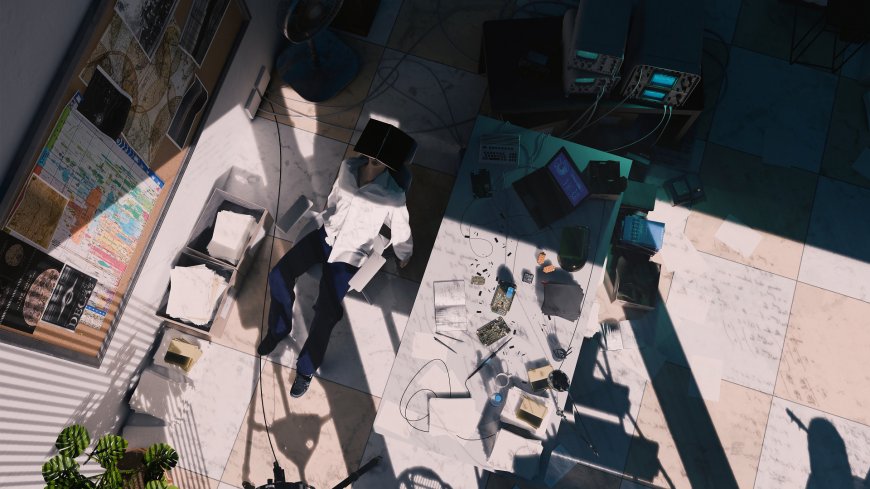 太阳囚笼插画人物伏案工作桌面杂乱创意电脑壁纸