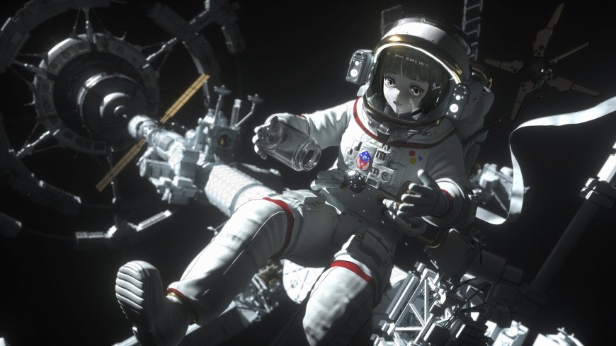 宇航员太空漂浮空间站背景科幻创意电脑壁纸